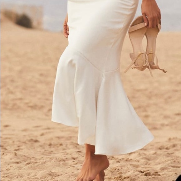 Lulus white asymmetrical satin dress - Picture 3 of 3